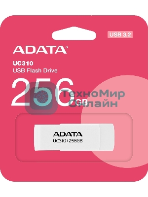 Флешка USB ADATA UC310 (UC310-256G-RWH), 256Gb, USB 3.2 Gen1, R/W 100/30, белый