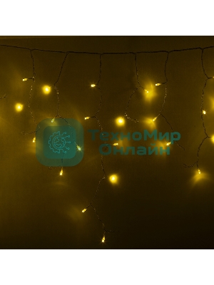 Гирлянда Neon-night Айсикл (бахрома) светодиодный, 4,8 х 0,6 м, прозрачный провод, 230 В, диоды желтые, 176 LED