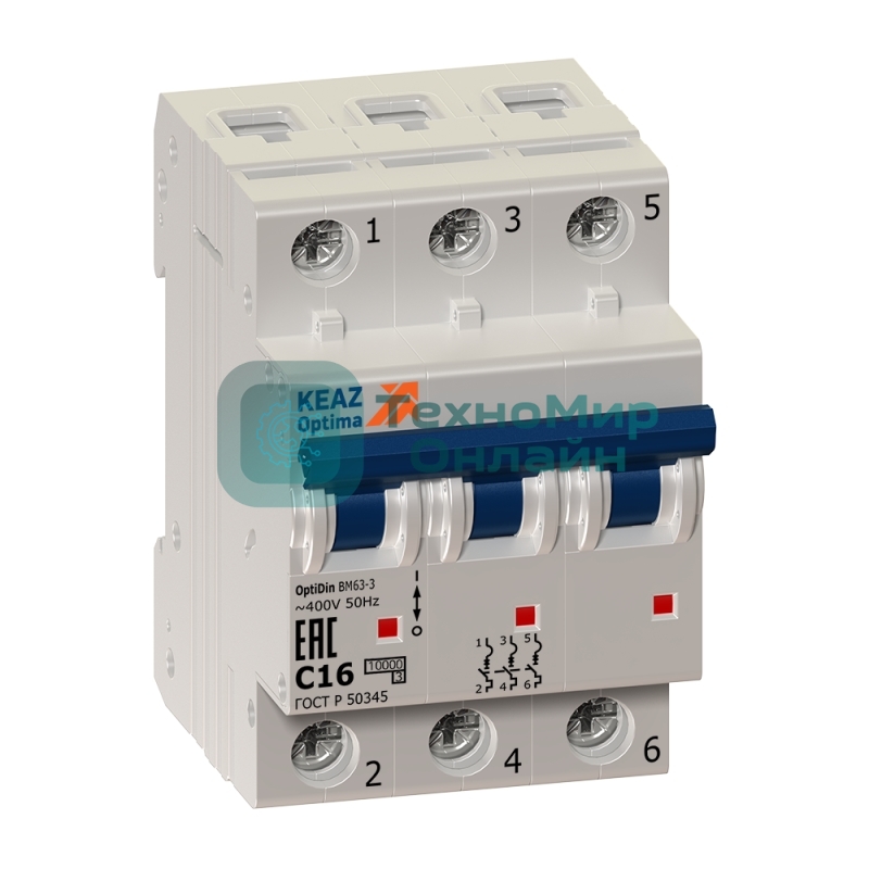 Выключатель автоматический OptiDin BM63-3C6-УХЛ3 (Новый) 260803 КЭАЗ