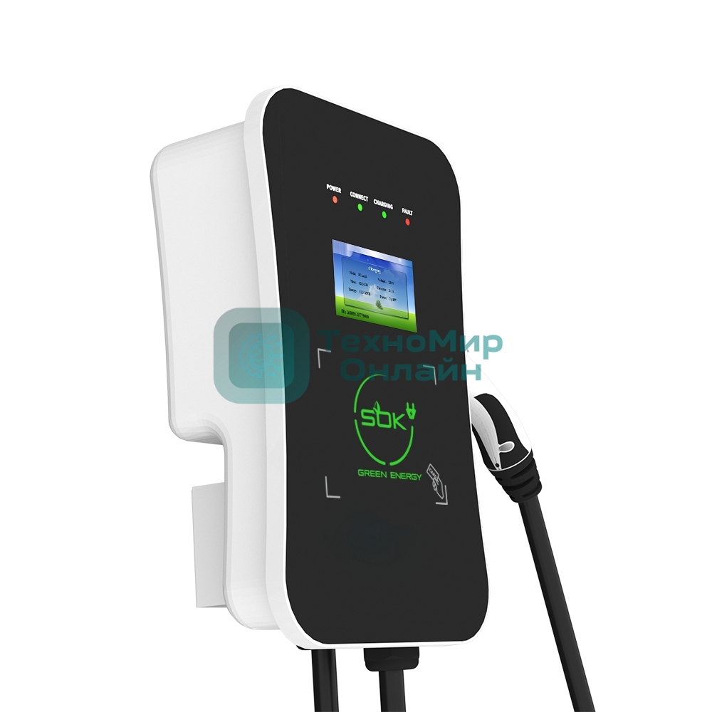 Зарядная станция S'OK Green Energy M3W Series Wallbox EV Charger SM3W32232542-5wf, 3-phase, 22kw (32a/380v), OCPP 1.6J, RFID, WiFi, LAN, уровень защиты IP54, кабель 5м