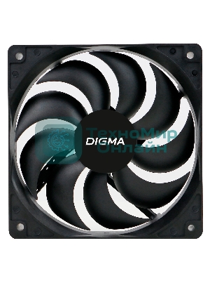 Вентилятор для корпуса Digma DFAN-120-9 черный, 120 мм, 1200 об/мин, 23 дБ, 4 pin