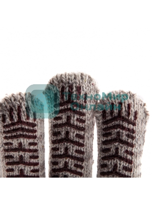 Перчатки трикотажные Сибртех усиленные, гелевое ПВХ-покрытие, 7 класс, бело-серый меланж