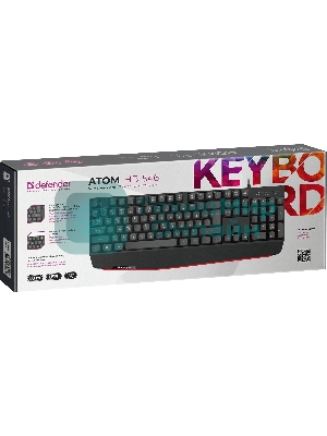 Клавиатура проводная Defender Atom HB-546, USB, черный