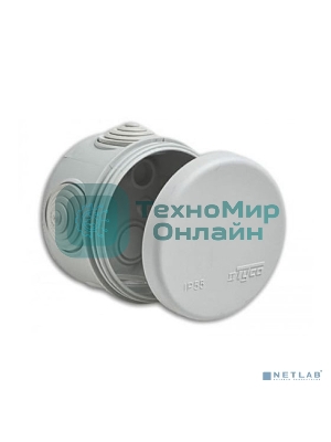 Рувинил 67020 Тусо.Коробка расп. для о/п, D = 70 мм, Н = 50 мм, 4 ввода, IP55 (св.-серая)