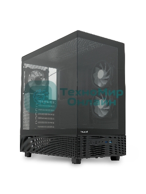 Компьютерный корпус HSPD F710, Panoramic Mid Tower, черный, TG, 0.5 SPCC, 3x120мм ARGb E-ATX, ATX, mATX, mITX 185/395/270мм 2x2.5