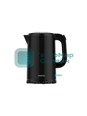 Чайник электрический Centek CT-0020 черный металл 1.7 л, 2200 Вт, бесшовная колба, двойные стенки