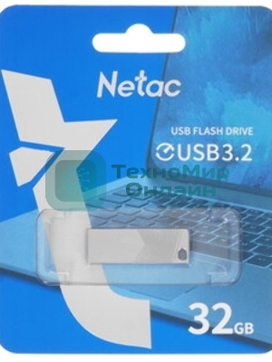 Флешка USB Netac UM1 (NT03UM1N-032G-32PN), 32Gb, USB 3.2, R/W 150/45, серебристый