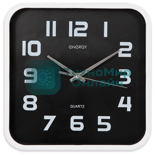 Часы настенные Energy ЕС-09 квадратные, пластик, плавный ход (в уп. 20 шт)