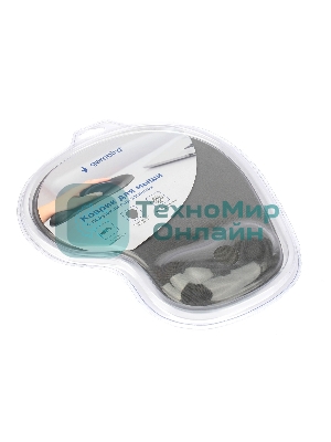 Коврик для мыши с подушкой под запястье Gembird MP-WR-GRAY, серый, 225х195х5мм, ткань/резина, блистер