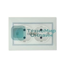 Розетка 2-м СП Мира керам. с заземл. белый/сер. Lezard 701-0215-127