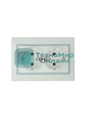 Розетка 2-м СП Мира керам. с заземл. белый/сер. Lezard 701-0215-127