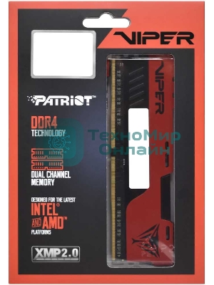 Оперативная память Patriot Viper Elite II, DDR4, 16GB (2x8 GB), 3200 MHz, CL18, DIMM, радиатор, красный, черный