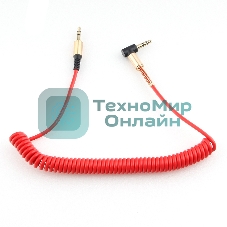 Кабель Cablexpert аудио 90˚ спиральный CCAB-02-35MMLC-1.8MR. 3.5 Jack (M)/3.5 Jack (M), красный, 1.8м, блистер