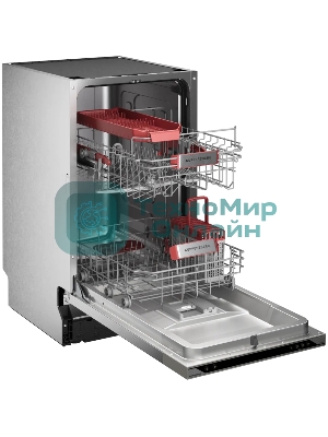 Встраиваемая посудомоечная машина Kuppersberg, High-Tech, 45 см, 10 комплектов, 3 корзины, 7 программ, конденсационная сушка, автоматическое открывание двери, LED подсветка, кнопочное управление, энергоэффективность А+++