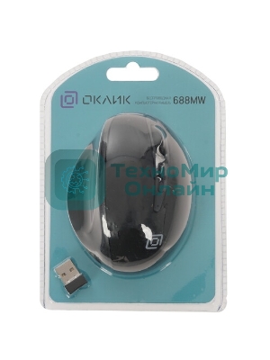 Мышь беспроводная Oklick 688MW ERGO черный, 2400 dpi, радиоканал, Bluetooth, USB, кнопки - 6