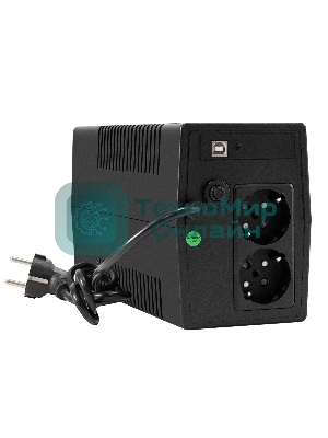 Источник бесперебойного питания ExeGate Power NB-600.LED.AVR.2SH.USB (600VA/360W, LED, AVR, 2*Schuko, USB, батарея 12V 7.2Ah, Black)