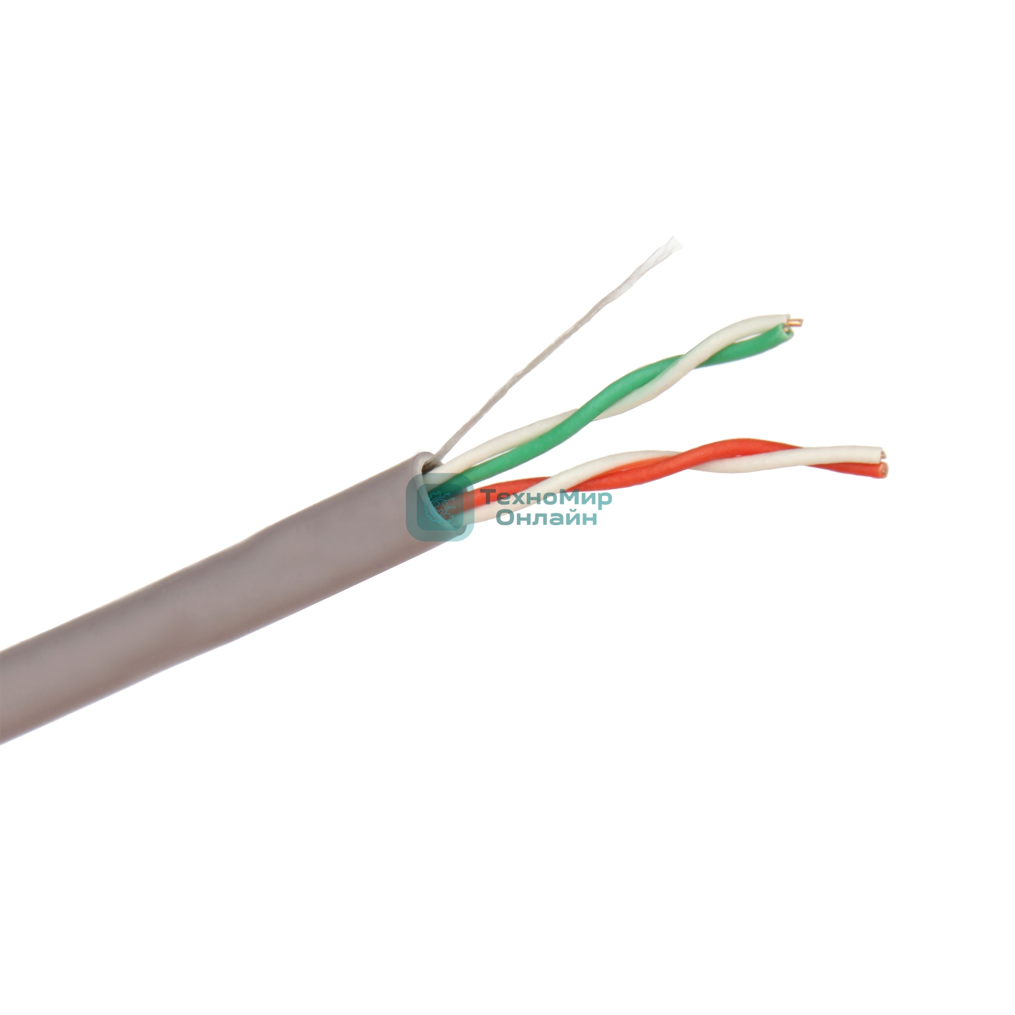 Кабель UTP 2 пары кат.5e Exegate CCA, бухта 305м, серый, PVC