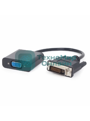 Переходник DVI-D-VGA Cablexpert A-DVID-VGAF-01, 25M/15F, кабеля 0,2м, черный, пакет
