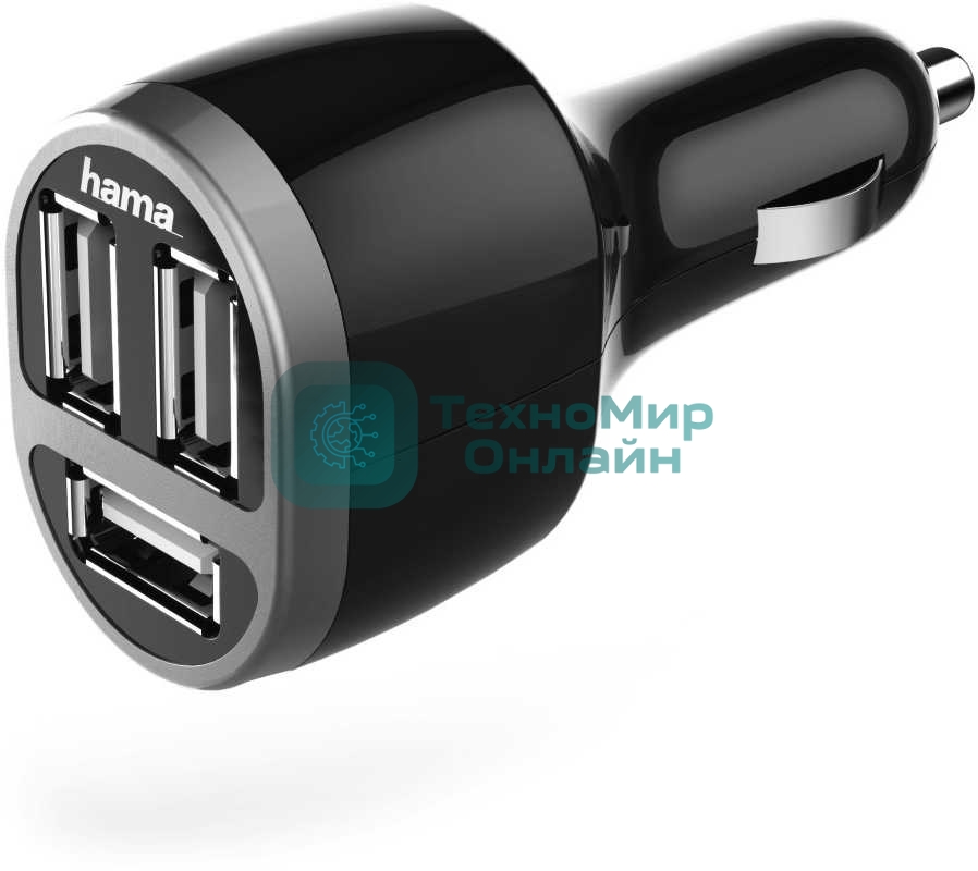 Автомобильное зар./устр. Hama H-173603 2.1A+2.1A+1A универсальное черный (00173603)