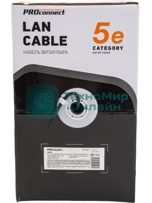 Кабель информационный PROconnect cat.5e UTP 4 пары 24AWG PE внешний 305м черный