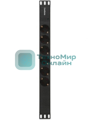 Блок розеток горизонтальный ExeGate ServerPro PDU-19H601 Al-6S-C14, 19