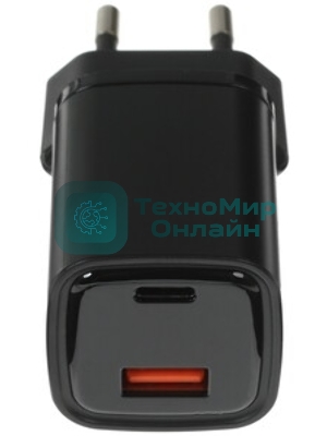 Сетевое зарядное устройство Maxvi A354PD Type-C 20W PD3.0 + USB 2.4A, черный