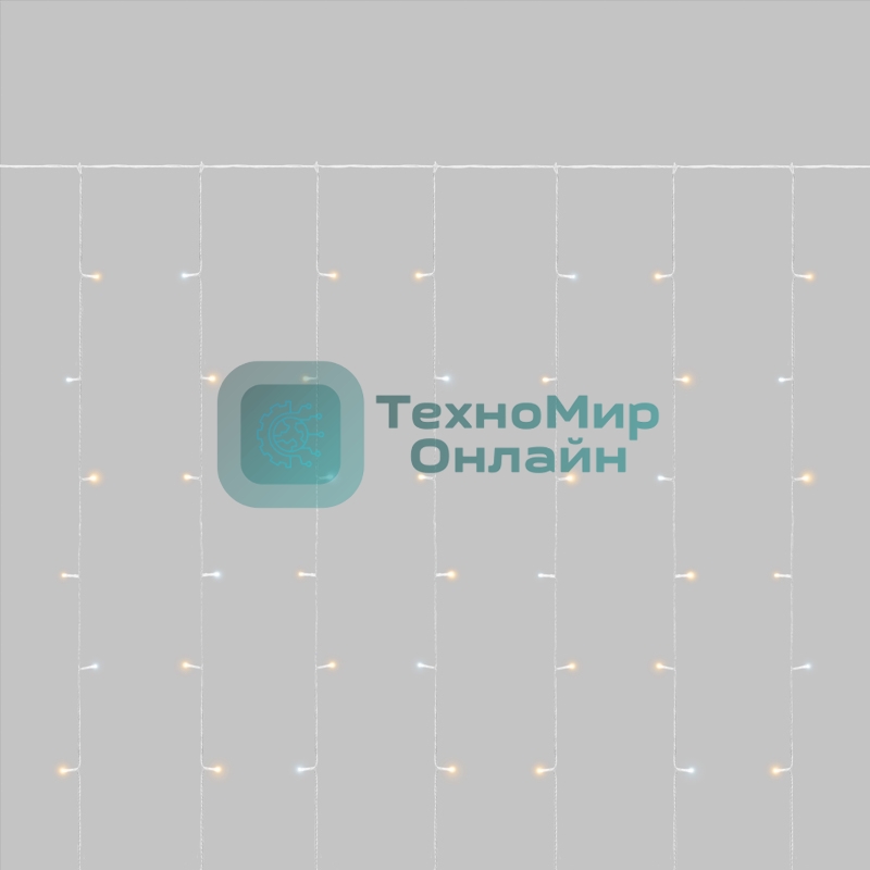 Гирлянда светодиодная Занавес 3х2м 264 LED ТЕПЛЫЙ БЕЛЫЙ прозрачный ПВХ IP44 эффект мерцания 22 нити 12 LED/нить NEON-NIGHT