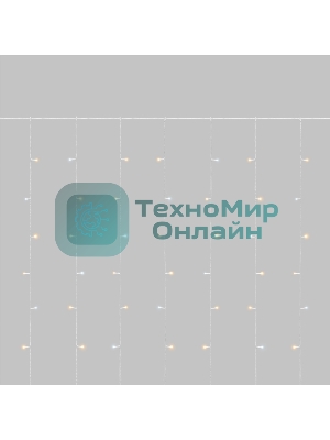 Гирлянда светодиодная Занавес 3х2м 264 LED ТЕПЛЫЙ БЕЛЫЙ прозрачный ПВХ IP44 эффект мерцания 22 нити 12 LED/нить NEON-NIGHT