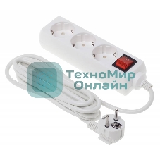 Сетевой фильтр Buro BU-PS3.3/W 3 м, 3 розетки, белый (пакет ПЭ)