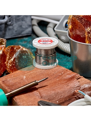 Припой с канифолью Rexant ПОС-61, 100г, Ø3мм, (олово 61%, свинец 39%), катушка