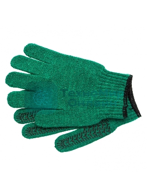 Перчатки трикотажные Сибртех усиленные, гелевое ПВХ-покрытие, 7 класс, зеленые