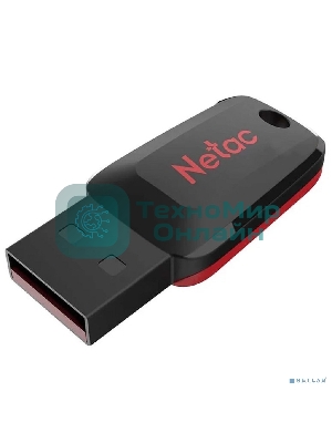 Флешка USB Netac U197 (NT03U197N-016G-20BK), 16Gb, USB 2.0, R/W 25/10, черный/красный