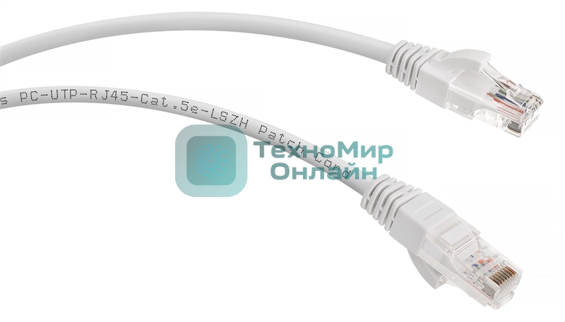 Шнур коммутационный Cabeus, Cat.5e, неэкр., U/UTP, RJ45/RJ45, LSZH, AWG24, 1м, белый