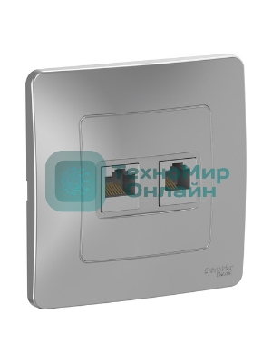 Розетка компьютерная двойная RJ45+RJ45, кат.5E, механизм, алюминий