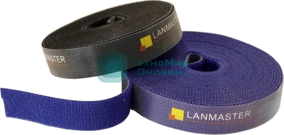 Хомут-липучка Lanmaster LAN-VCM5M-BK 5000x20 мм (упак: 1 шт) нейлон 6.6 внутри помещений черный