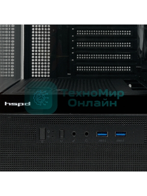 Компьютерный корпус HSPD F710, Panoramic Mid Tower, черный, TG, 0.5 SPCC, 3x120мм ARGb E-ATX, ATX, mATX, mITX 185/395/270мм 2x2.5