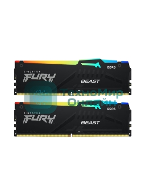 Оперативная память Kingston Fury Beast, DDR5, 16GB (2x8GB), 6000MHz, CL30, DIMM, с радиаторами, RGB, черный