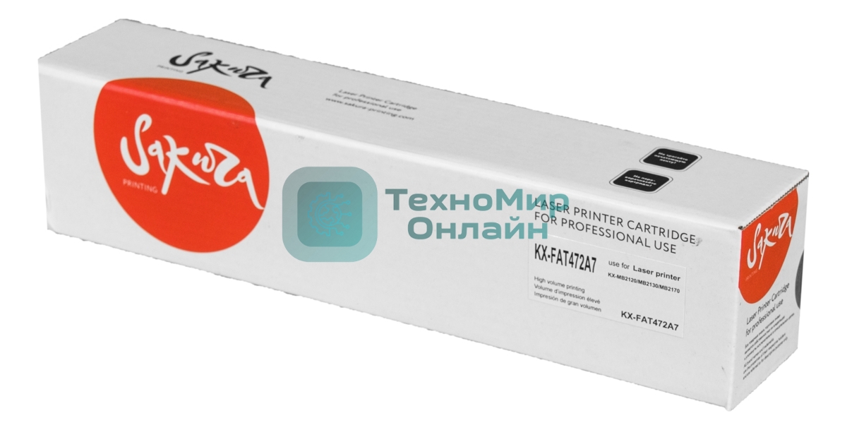Картридж Sakura KXFAT472A7 для Panasonic KX-MB2110RU, KX-MB2117RU, KX-MB2130RU, KX-MB2137RU, KX-MB2170RU, KX-MB2177RU, черный, 2500 к.