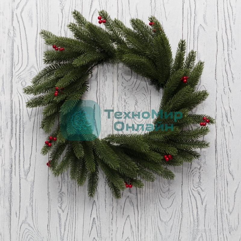Еловый венок с ягодами Neon-night Ø 45 см, литой