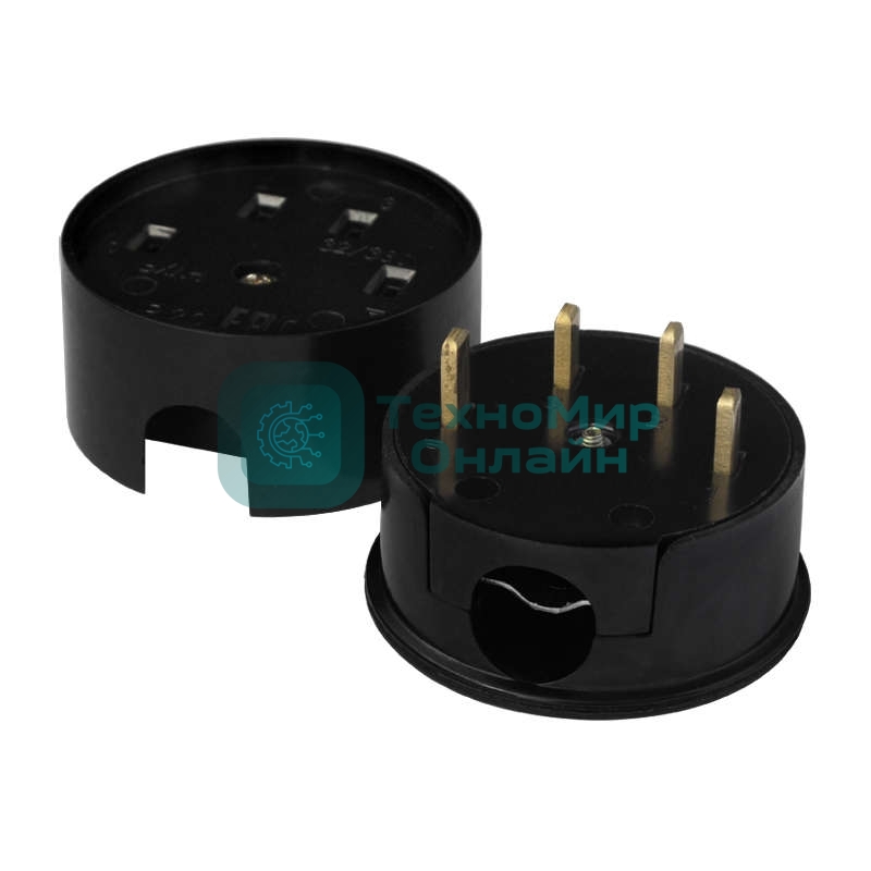 Разъем РШ-ВШ 32А 380В 3Р+РЕ кругл. черный UNIVersal 1233