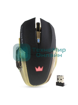 Мышь беспроводная Crown Gaming CMXG-605 черный, 1600 dpi, радиоканал, USB, кнопки - 6