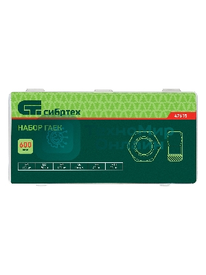 Набор гаек Сибртех М3, М4, М5, М6, М8, М10, 600 предметов