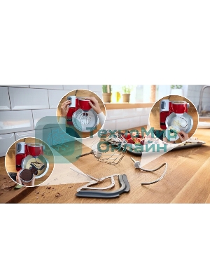 Кухонная машина Bosch MUM5X720 планетар.вращ. 1000Вт красный/серый