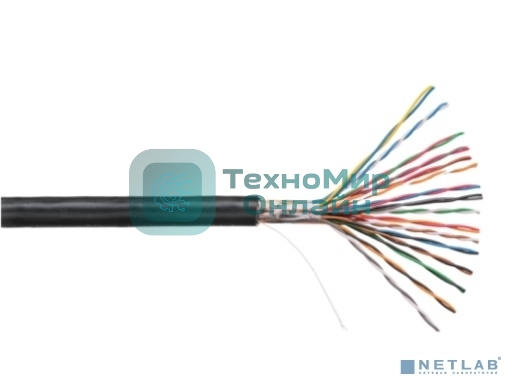 Кабель витая пара Rexant U/UTP, cat.5e, PE, 16PR, 24AWG, OUTDOOR, SOLID, черный, 305м