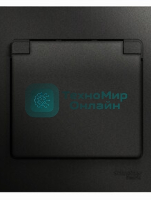 Systeme Electric Glossa Антрацит Розетка с/з со шторками с крышкой, 16А, IP20 (в сборе)
