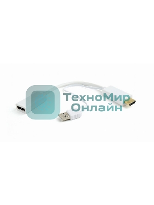 Конвертер HDMI->DisplayPort, Cablexpert DSC-HDMI-DP-W, HD19M+USBxHD20F, белый