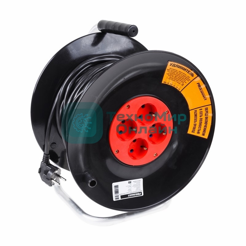 Удлинитель силовой PROconnect на катушке 4 гнезда с/з 50 м 3х1 мм² STANDART