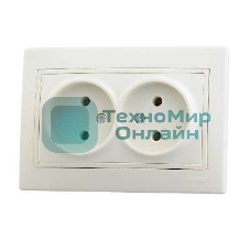 Розетка 2-м СП Мира 16А IP20 без заземл. керам. крем/крем. LEZARD 701-0303-128