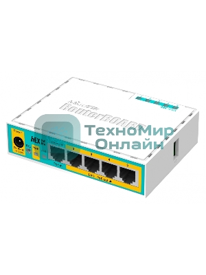 Маршрутизатор MikroTik RB750UPr2 hEX PoE lite 5x Ethernet, раздача PoE, 650 МГц ЦП, 64 МБ 5-портовый 100-Мбитный маршрутизатор с поддержкой PoE на 4-х портах