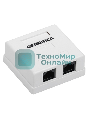 Розетка компьютерная информационная настенная RJ45 кат. 5Е UTP 2 порта GENERICA